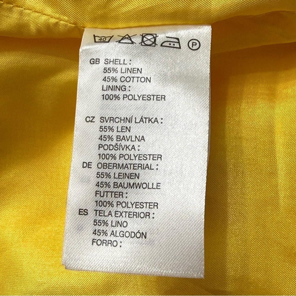 H&M Women's Vintage Style Textured Weave 3/4 Sleeve Cropped Jacket, Yellow, Sz 6 - Picture 8 of 10